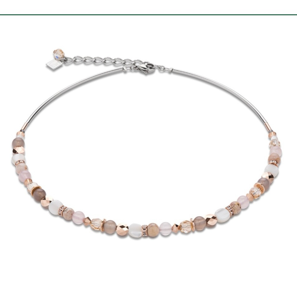Coeur de Lion Swarovski Crystals, Rose Quartz & Agate Necklace